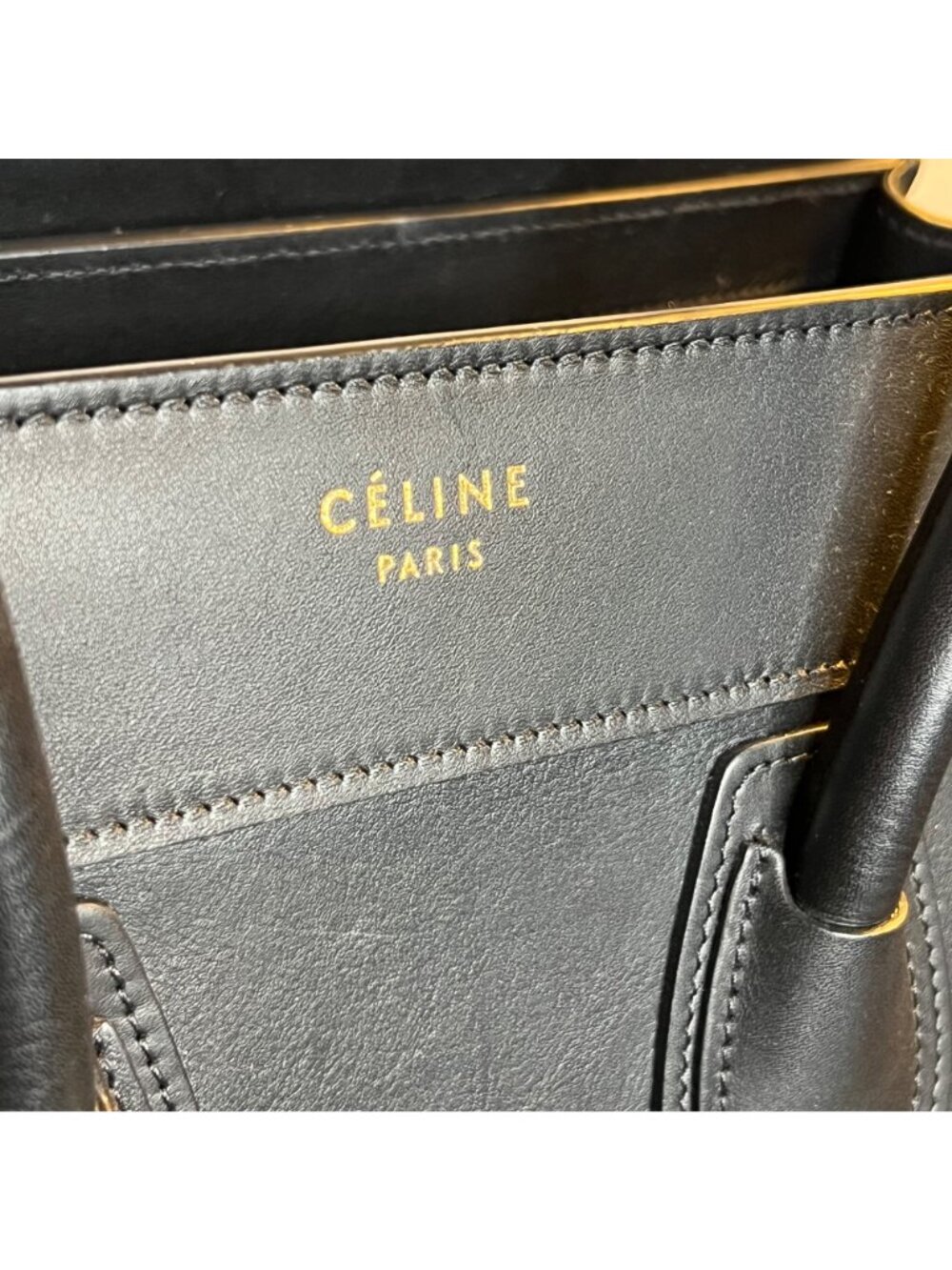 Céline Micro Luggage Tote Black Leather Top Handle Gold Hardware - Picture 3 of 15